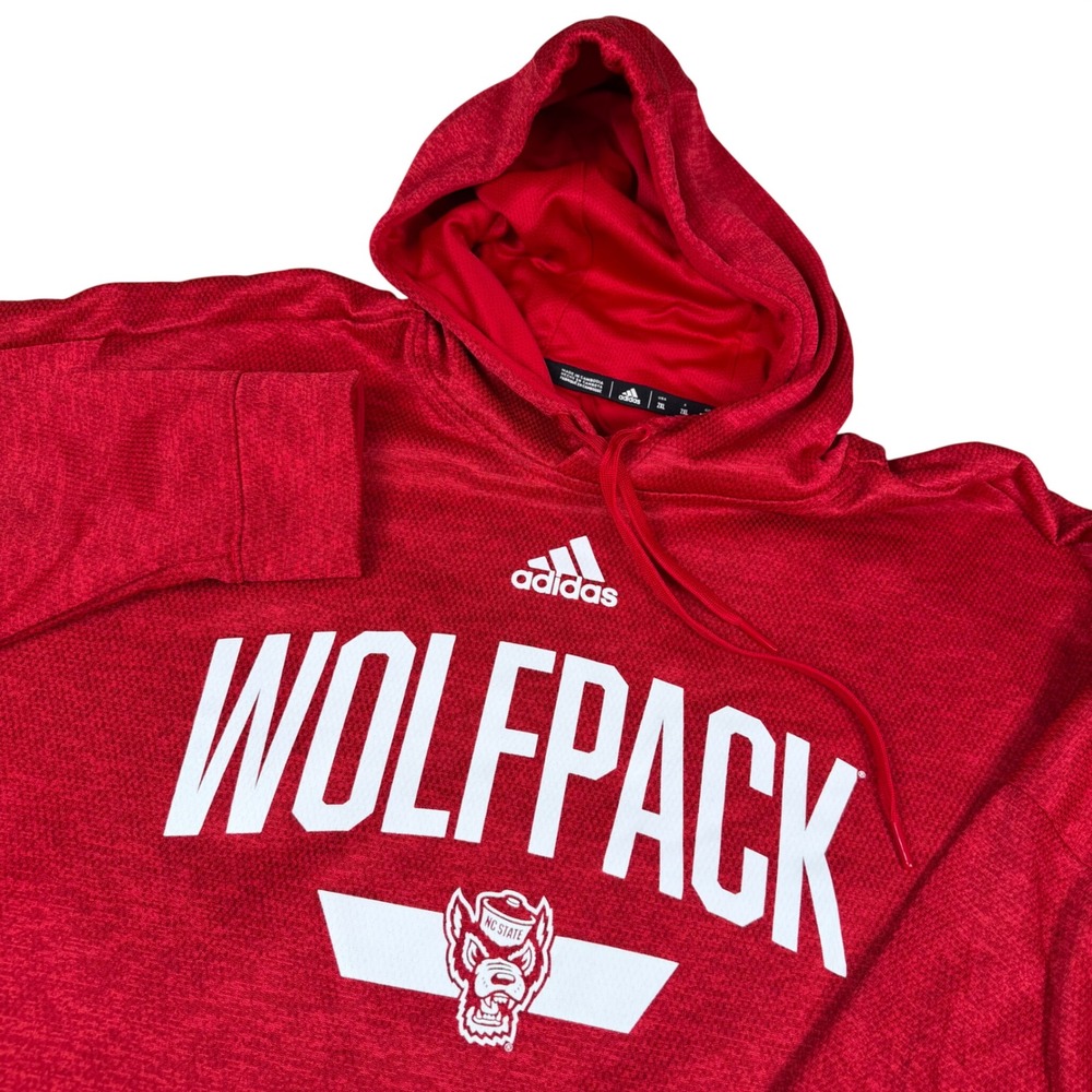 Adidas NC State Wolfpack ClimaWarm Red Heathered Pullover Hoodie Mens 2XL